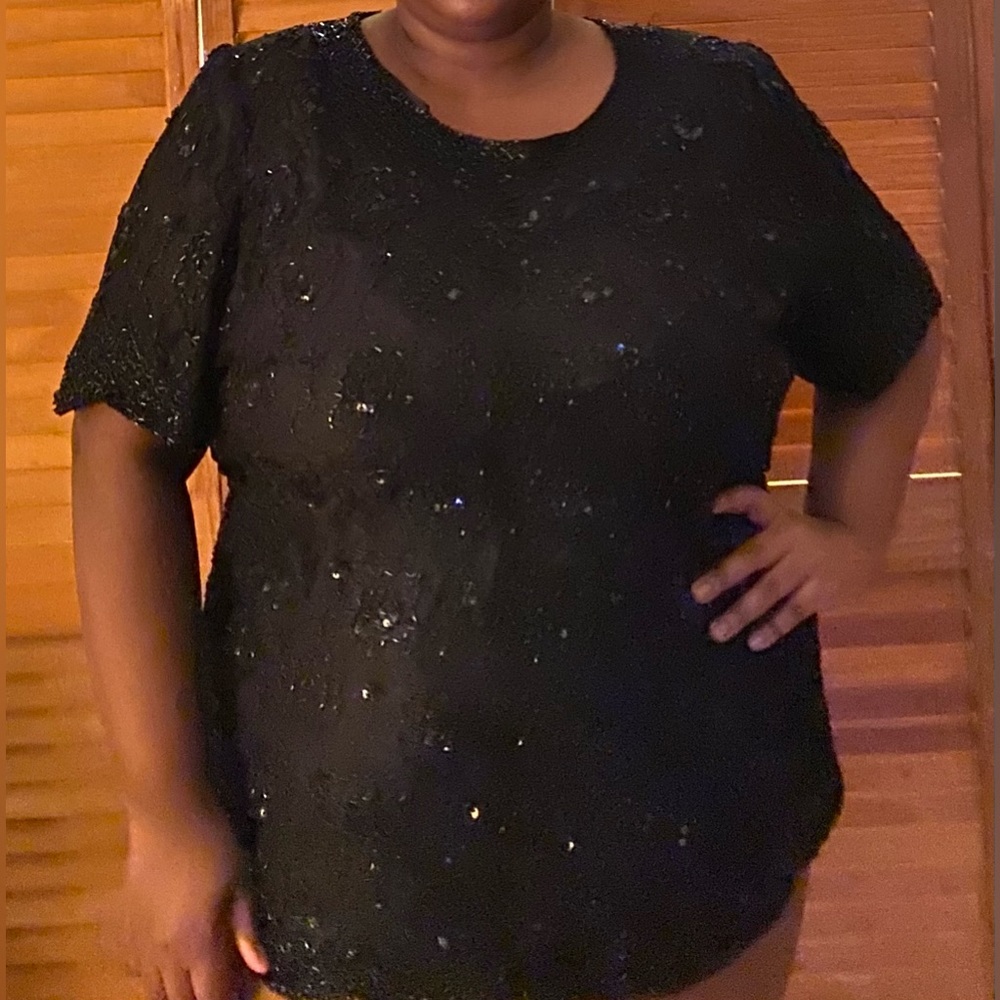 Plus size sequins top